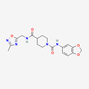 molecular formula C18H21N5O5 B2437496 N1-(2H-1,3-benzodioxol-5-yl)-N4-[(3-methyl-1,2,4-oxadiazol-5-yl)methyl]piperidine-1,4-dicarboxamide CAS No. 1334373-21-5