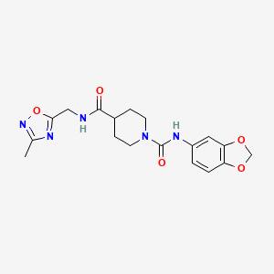 molecular formula C18H21N5O5 B2437496 N1-(苯并[d][1,3]二噁杂环-5-基)-N4-((3-甲基-1,2,4-噁二唑-5-基)甲基)哌啶-1,4-二甲酰胺 CAS No. 1334373-21-5