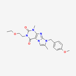 molecular formula C21H25N5O4 B2437501 2-(2-Ethoxyethyl)-6-[(4-methoxyphenyl)methyl]-4,7-dimethylpurino[7,8-a]imidazole-1,3-dione CAS No. 876902-47-5
