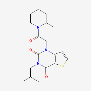 molecular formula C18H25N3O3S B2437503 1-[2-(2-methylpiperidin-1-yl)-2-oxoethyl]-3-(2-methylpropyl)thieno[3,2-d]pyrimidine-2,4(1H,3H)-dione CAS No. 1261015-35-3