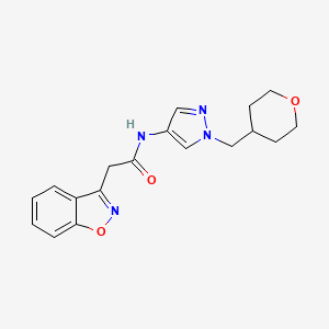 molecular formula C18H20N4O3 B2437505 2-(benzo[d]isoxazol-3-yl)-N-(1-((tetrahydro-2H-pyran-4-yl)methyl)-1H-pyrazol-4-yl)acetamide CAS No. 1705752-87-9