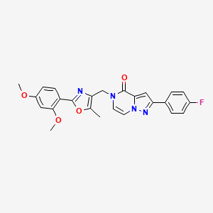 molecular formula C25H21FN4O4 B2437509 5-((2-(2,4-dimethoxyphenyl)-5-methyloxazol-4-yl)methyl)-2-(4-fluorophenyl)pyrazolo[1,5-a]pyrazin-4(5H)-one CAS No. 1359418-79-3