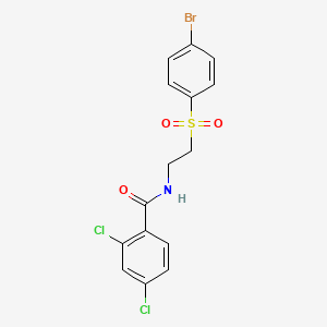 molecular formula C15H12BrCl2NO3S B2437521 N-{2-[(4-bromophenyl)sulfonyl]ethyl}-2,4-dichlorobenzenecarboxamide CAS No. 338955-75-2