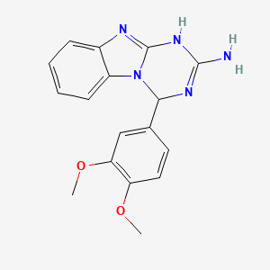 molecular formula C17H17N5O2 B2437556 4-(3,4-Dimethoxyphenyl)-1,4-dihydro[1,3,5]triazino[1,2-a]benzimidazol-2-amine CAS No. 306735-64-8