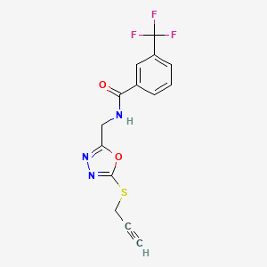 molecular formula C14H10F3N3O2S B2437588 N-((5-(prop-2-yn-1-ylthio)-1,3,4-oxadiazol-2-yl)methyl)-3-(trifluoromethyl)benzamide CAS No. 941943-96-0