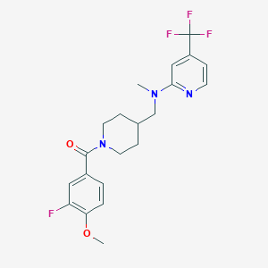 molecular formula C21H23F4N3O2 B2437626 N-{[1-(3-fluoro-4-methoxybenzoyl)piperidin-4-yl]methyl}-N-methyl-4-(trifluoromethyl)pyridin-2-amine CAS No. 2415504-02-6