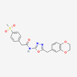 N-(5-((2,3-dihydrobenzo[b][1,4]dioxin-6-yl)methyl)-1,3,4-oxadiazol-2-yl)-2-(4-(methylsulfonyl)phenyl)acetamide