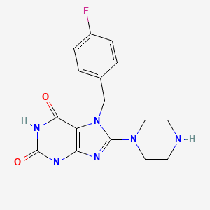 7-(4-fluorobenzyl)-3-methyl-8-(piperazin-1-yl)-1H-purine-2,6(3H,7H)-dione