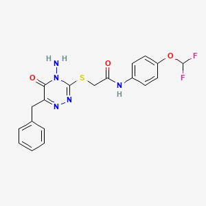 molecular formula C19H17F2N5O3S B2437648 2-[(4-amino-6-benzyl-5-oxo-4,5-dihydro-1,2,4-triazin-3-yl)sulfanyl]-N-[4-(difluoromethoxy)phenyl]acetamide CAS No. 886965-71-5