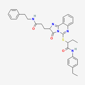 molecular formula C33H35N5O3S B2437662 N-(4-ethylphenyl)-2-[(3-oxo-2-{2-[(2-phenylethyl)carbamoyl]ethyl}-2H,3H-imidazo[1,2-c]quinazolin-5-yl)sulfanyl]butanamide CAS No. 1102368-60-4