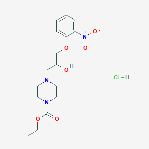 molecular formula C16H24ClN3O6 B2437675 Ethyl 4-[2-hydroxy-3-(2-nitrophenoxy)propyl]piperazine-1-carboxylate Hydrochloride CAS No. 1052404-87-1