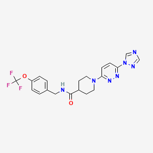molecular formula C20H20F3N7O2 B2437692 1-(6-(1H-1,2,4-triazol-1-yl)pyridazin-3-yl)-N-(4-(trifluoromethoxy)benzyl)piperidine-4-carboxamide CAS No. 1797696-72-0