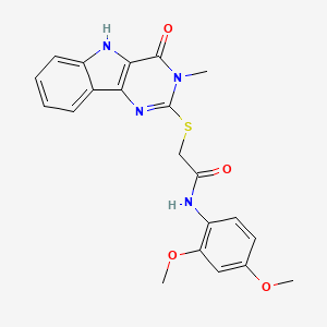 molecular formula C21H20N4O4S B2437697 N-(2,4-dimethoxyphenyl)-2-({3-methyl-4-oxo-3H,4H,5H-pyrimido[5,4-b]indol-2-yl}sulfanyl)acetamide CAS No. 537667-93-9
