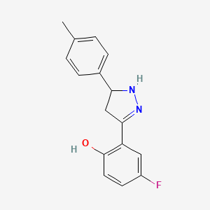 4-fluoro-2-(5-(p-tolyl)-4,5-dihydro-1H-pyrazol-3-yl)phenol
