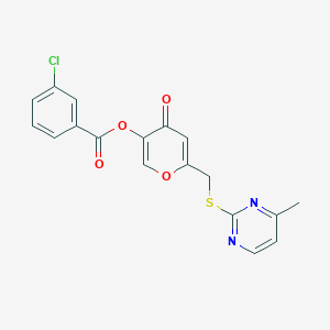 [6-[(4-Methylpyrimidin-2-yl)sulfanylmethyl]-4-oxopyran-3-yl] 3-chlorobenzoate