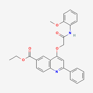 molecular formula C27H24N2O5 B2437753 ethyl 4-{[(2-methoxyphenyl)carbamoyl]methoxy}-2-phenylquinoline-6-carboxylate CAS No. 1114835-46-9