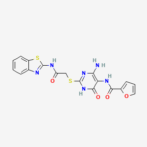 N-(4-amino-2-((2-(benzo[d]thiazol-2-ylamino)-2-oxoethyl)thio)-6-oxo-1,6-dihydropyrimidin-5-yl)furan-2-carboxamide