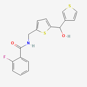 2-fluoro-N-((5-(hydroxy(thiophen-3-yl)methyl)thiophen-2-yl)methyl)benzamide