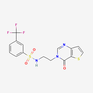 molecular formula C15H12F3N3O3S2 B2437851 N-(2-(4-oxothieno[3,2-d]pyrimidin-3(4H)-yl)ethyl)-3-(trifluoromethyl)benzenesulfonamide CAS No. 1903685-58-4