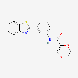 molecular formula C18H14N2O3S B2437868 N-(3-(benzo[d]thiazol-2-yl)phenyl)-5,6-dihydro-1,4-dioxine-2-carboxamide CAS No. 864938-03-4