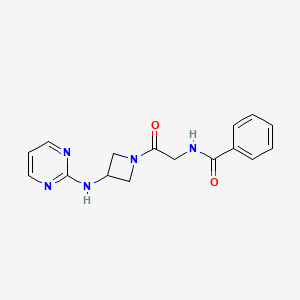 molecular formula C16H17N5O2 B2437874 N-(2-oxo-2-(3-(pyrimidin-2-ylamino)azetidin-1-yl)ethyl)benzamide CAS No. 2034223-06-6