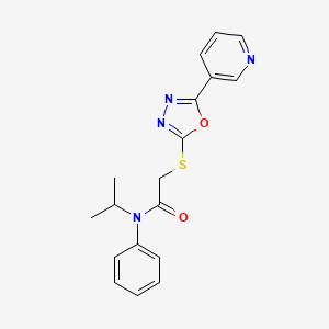 molecular formula C18H18N4O2S B2437912 N-phenyl-N-(propan-2-yl)-2-{[5-(pyridin-3-yl)-1,3,4-oxadiazol-2-yl]sulfanyl}acetamide CAS No. 898650-91-4
