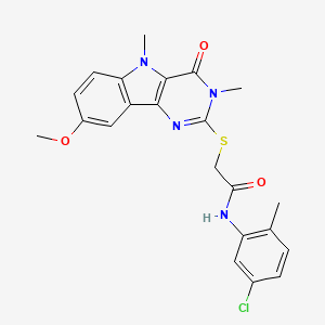 molecular formula C22H21ClN4O3S B2437937 N-(5-chloro-2-methylphenyl)-2-((8-methoxy-3,5-dimethyl-4-oxo-4,5-dihydro-3H-pyrimido[5,4-b]indol-2-yl)thio)acetamide CAS No. 1112435-92-3