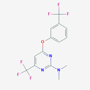 molecular formula C14H11F6N3O B2437938 N,N-dimethyl-4-(trifluoromethyl)-6-[3-(trifluoromethyl)phenoxy]pyrimidin-2-amine CAS No. 338792-54-4
