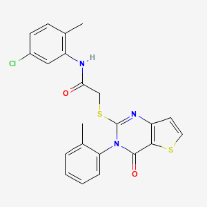 molecular formula C22H18ClN3O2S2 B2437989 N-(5-chloro-2-methylphenyl)-2-{[3-(2-methylphenyl)-4-oxo-3,4-dihydrothieno[3,2-d]pyrimidin-2-yl]sulfanyl}acetamide CAS No. 1291832-29-5