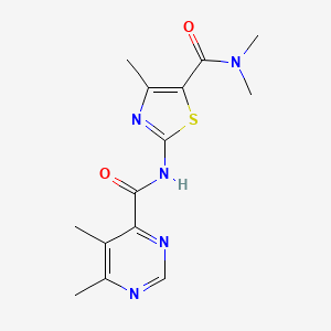 molecular formula C14H17N5O2S B2437996 N-[5-(dimethylcarbamoyl)-4-methyl-1,3-thiazol-2-yl]-5,6-dimethylpyrimidine-4-carboxamide CAS No. 2415540-58-6