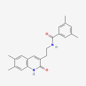 molecular formula C22H24N2O2 B2438026 N-[2-(6,7-dimethyl-2-oxo-1H-quinolin-3-yl)ethyl]-3,5-dimethylbenzamide CAS No. 851096-32-7