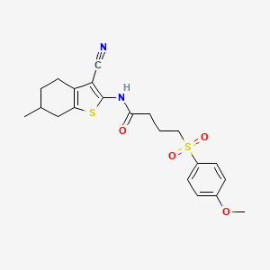 molecular formula C21H24N2O4S2 B2438032 N-(3-cyano-6-methyl-4,5,6,7-tetrahydrobenzo[b]thiophen-2-yl)-4-((4-methoxyphenyl)sulfonyl)butanamide CAS No. 941987-27-5