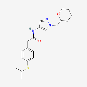 2-(4-(isopropylthio)phenyl)-N-(1-((tetrahydro-2H-pyran-2-yl)methyl)-1H-pyrazol-4-yl)acetamide