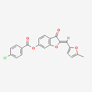 (Z)-2-((5-methylfuran-2-yl)methylene)-3-oxo-2,3-dihydrobenzofuran-6-yl 4-chlorobenzoate