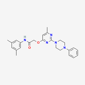 molecular formula C25H29N5O2 B2438078 N-(3,5-dimethylphenyl)-2-{[6-methyl-2-(4-phenylpiperazin-1-yl)pyrimidin-4-yl]oxy}acetamide CAS No. 1226447-36-4