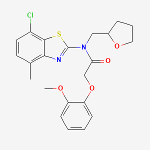 N-(7-chloro-4-methylbenzo[d]thiazol-2-yl)-2-(2-methoxyphenoxy)-N-((tetrahydrofuran-2-yl)methyl)acetamide