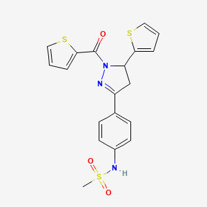 N-[4-[2-(thiophene-2-carbonyl)-3-thiophen-2-yl-3,4-dihydropyrazol-5-yl]phenyl]methanesulfonamide