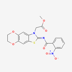 (Z)-methyl 2-(2-((2-nitrobenzoyl)imino)-6,7-dihydro-[1,4]dioxino[2',3':4,5]benzo[1,2-d]thiazol-3(2H)-yl)acetate