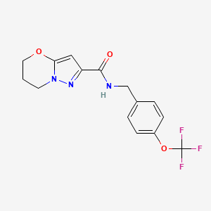 molecular formula C15H14F3N3O3 B2438134 N-(4-(trifluoromethoxy)benzyl)-6,7-dihydro-5H-pyrazolo[5,1-b][1,3]oxazine-2-carboxamide CAS No. 1448029-82-0