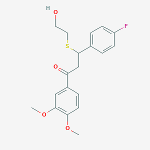 1-(3,4-Dimethoxyphenyl)-3-(4-fluorophenyl)-3-[(2-hydroxyethyl)sulfanyl]propan-1-one