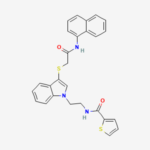 molecular formula C27H23N3O2S2 B2438162 N-{2-[3-({[(naphthalen-1-yl)carbamoyl]methyl}sulfanyl)-1H-indol-1-yl]ethyl}thiophene-2-carboxamide CAS No. 851715-14-5