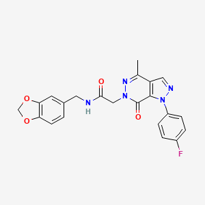 molecular formula C22H18FN5O4 B2438249 N-(benzo[d][1,3]dioxol-5-ylmethyl)-2-(1-(4-fluorophenyl)-4-methyl-7-oxo-1H-pyrazolo[3,4-d]pyridazin-6(7H)-yl)acetamide CAS No. 941915-25-9