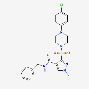 molecular formula C22H24ClN5O3S B2438276 N-benzyl-3-{[4-(4-chlorophenyl)piperazin-1-yl]sulfonyl}-1-methyl-1H-pyrazole-4-carboxamide CAS No. 1251667-86-3