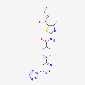 ethyl 2-(1-(6-(1H-1,2,4-triazol-1-yl)pyrimidin-4-yl)piperidine-4-carboxamido)-4-methylthiazole-5-carboxylate