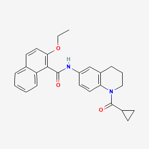 molecular formula C26H26N2O3 B2438361 N-(1-cyclopropanecarbonyl-1,2,3,4-tetrahydroquinolin-6-yl)-2-ethoxynaphthalene-1-carboxamide CAS No. 897620-31-4