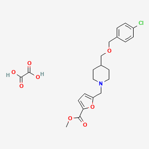 molecular formula C22H26ClNO8 B2438402 Methyl 5-((4-(((4-chlorobenzyl)oxy)methyl)piperidin-1-yl)methyl)furan-2-carboxylate oxalate CAS No. 1396878-85-5