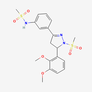molecular formula C19H23N3O6S2 B2438411 N-{3-[5-(2,3-dimethoxyphenyl)-1-methanesulfonyl-4,5-dihydro-1H-pyrazol-3-yl]phenyl}methanesulfonamide CAS No. 852141-87-8