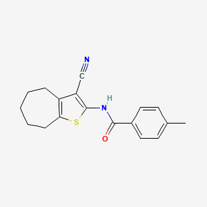 molecular formula C18H18N2OS B2438440 N-(3-cyano-5,6,7,8-tetrahydro-4H-cyclohepta[b]thiophen-2-yl)-4-methylbenzamide CAS No. 362473-18-5