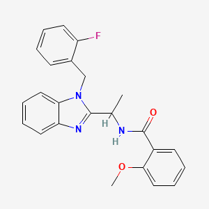 molecular formula C24H22FN3O2 B2438455 N-(1-{1-[(2-fluorophenyl)methyl]-1H-1,3-benzodiazol-2-yl}ethyl)-2-methoxybenzamide CAS No. 850921-67-4