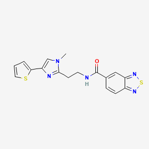 molecular formula C17H15N5OS2 B2438469 N-(2-(1-methyl-4-(thiophen-2-yl)-1H-imidazol-2-yl)ethyl)benzo[c][1,2,5]thiadiazole-5-carboxamide CAS No. 1396812-86-4